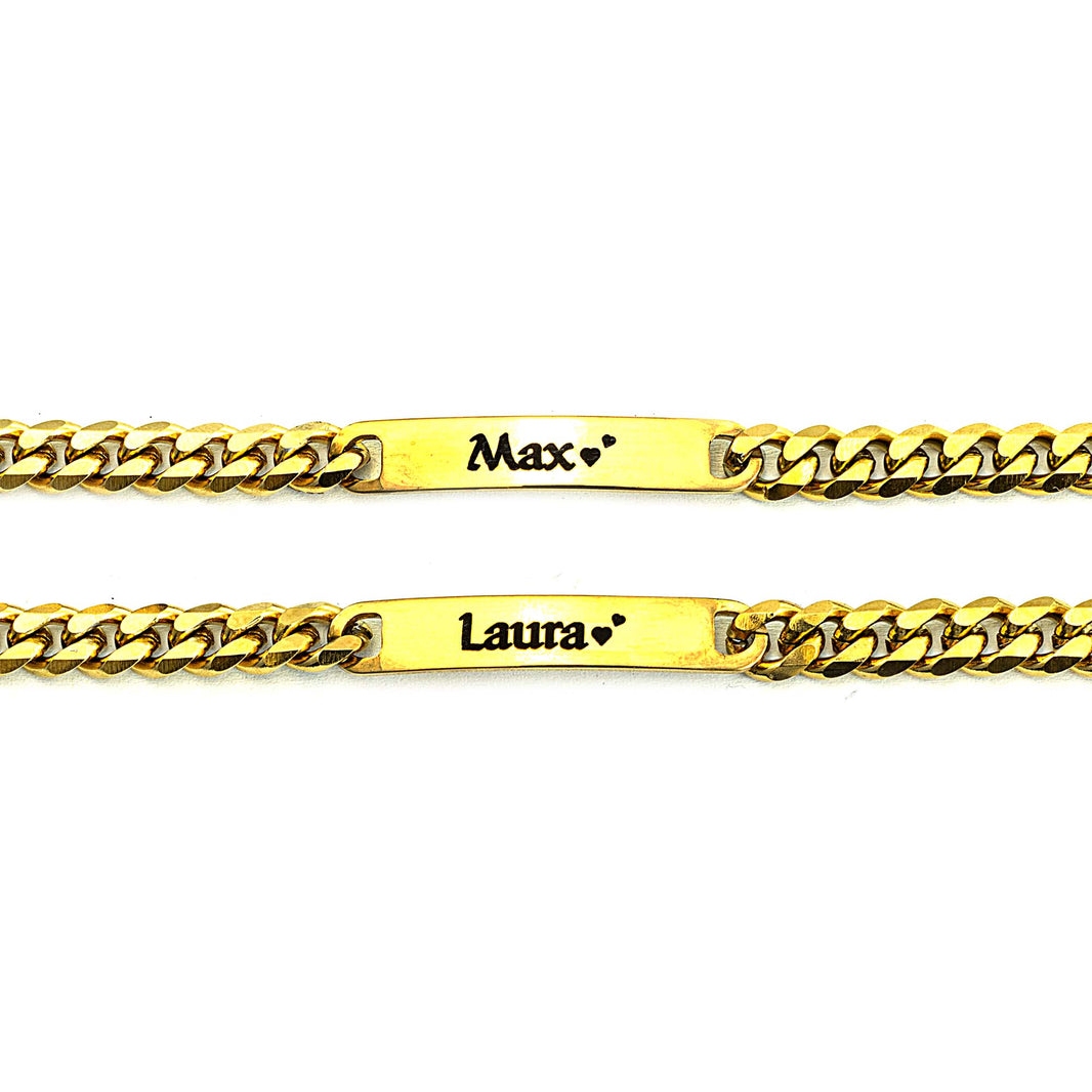 Gravierte Kubanische Partner Armbänder